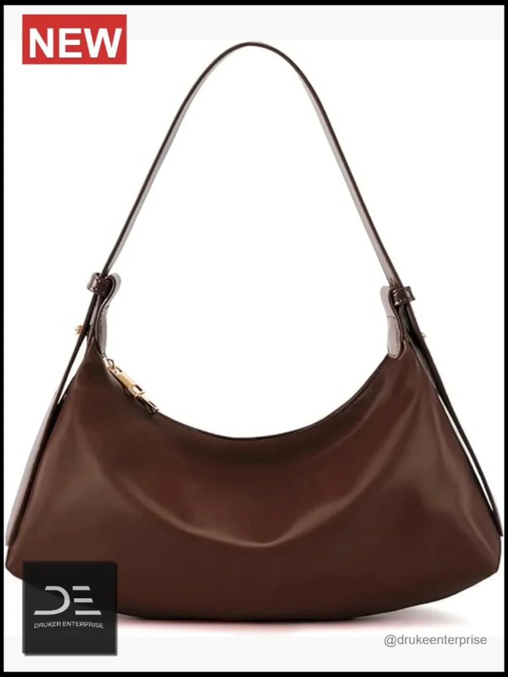 Medium Crescent Hobo Bag Vegan Leather Shoulder Purse Crossbody